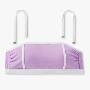 New Medium Kona Sol Purple Terry Textured Bandeau with Binding Bikini Top